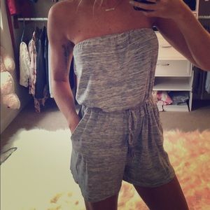 Light grey strapless romper
